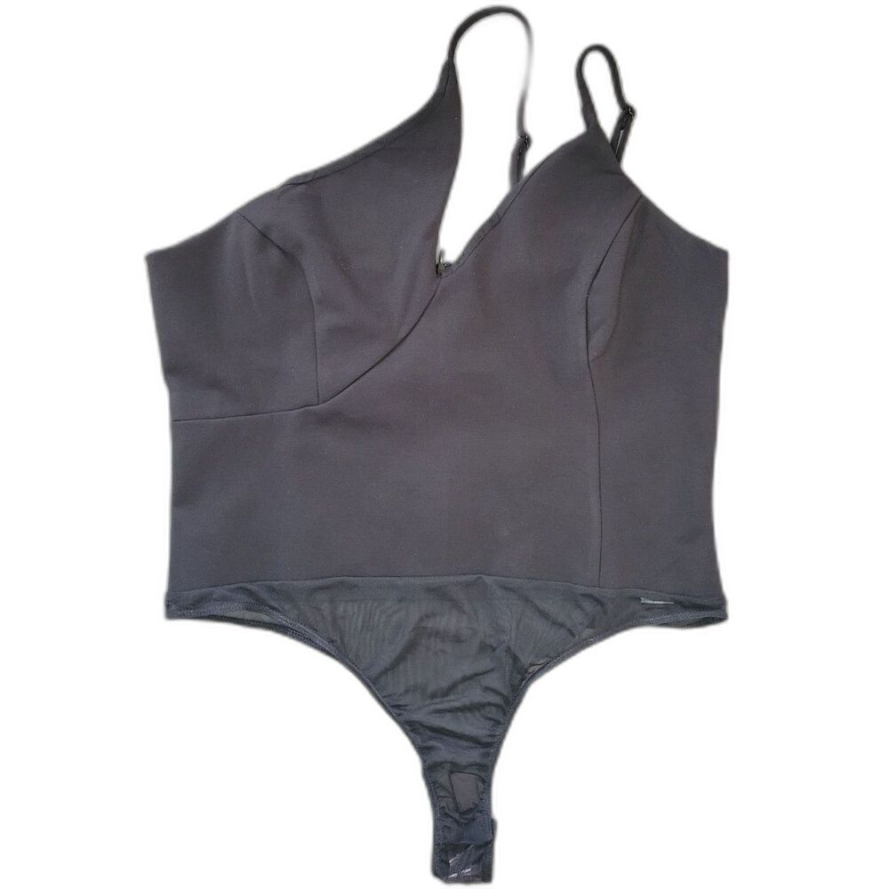 Chloe Kristyn Black Asymmetrical Monica Bodysuit